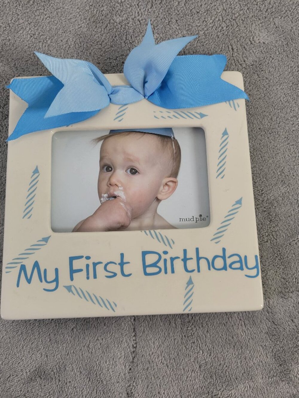 Mud Pie My First Birthday Frame Ceramic Picture Frame 3.5 in. x 5 in. S5E